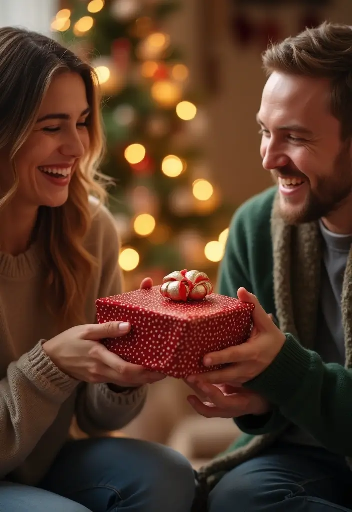 28 NYE Picture Ideas Couple Edition That Feel Festive - 24. Beautifully Wrapped Gifts