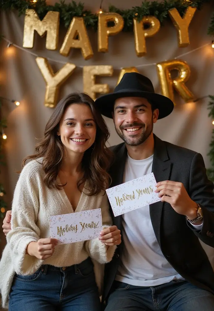28 NYE Picture Ideas Couple Edition That Feel Festive - 25. Festive Card Photoshoot