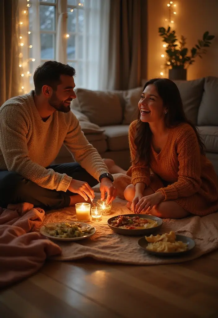 28 NYE Picture Ideas Couple Edition That Feel Festive - 5. NYE Picnic at Home