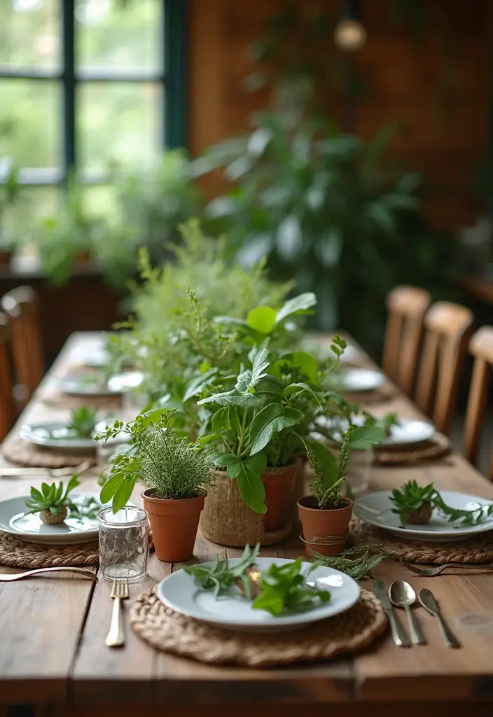 28 Rustic Wedding Table Decor Ideas That Feel Cozy - 7. Potted Plants as Centerpieces