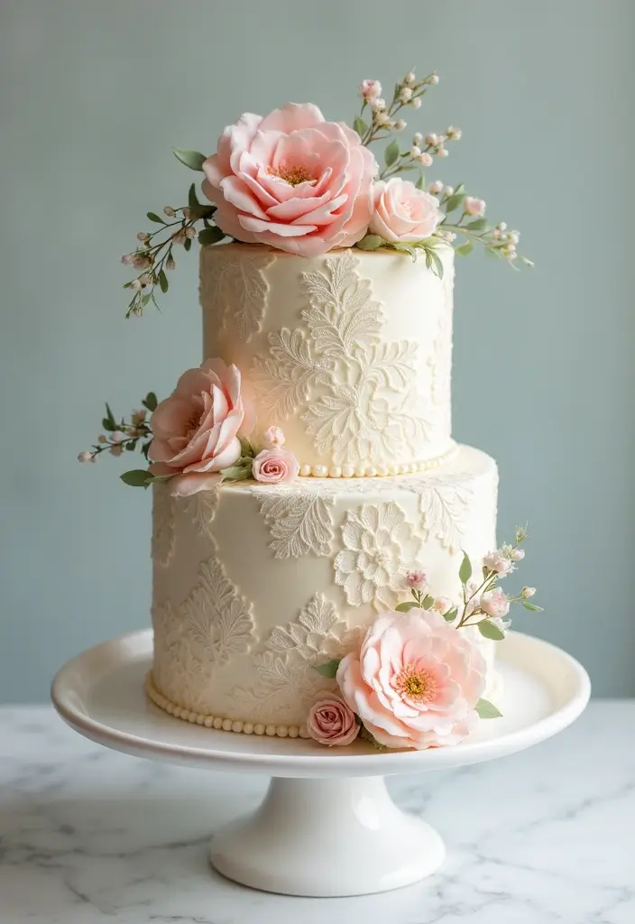 28 Twins Birthday Cake Ideas That Are Double The Fun - 13. Elegant Lace Cakes