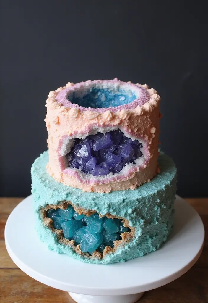 28 Twins Birthday Cake Ideas That Are Double The Fun - 19. Geode Cakes