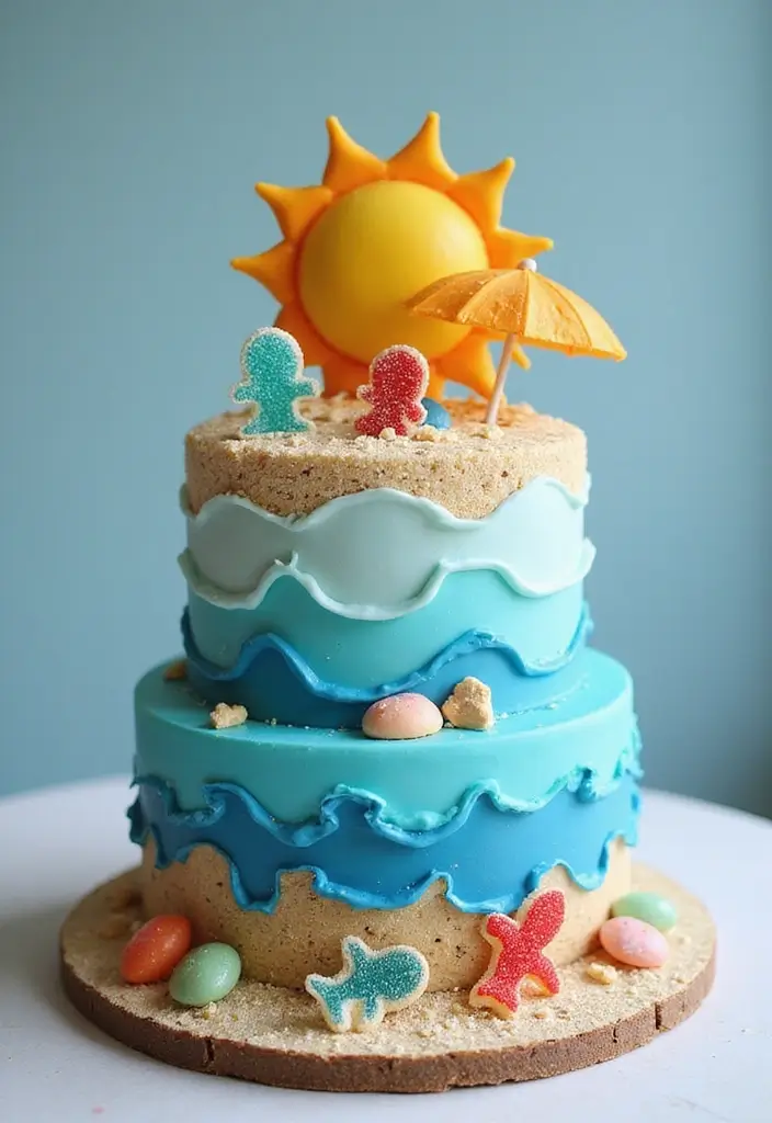 28 Twins Birthday Cake Ideas That Are Double The Fun - 21. Beach Theme Cakes