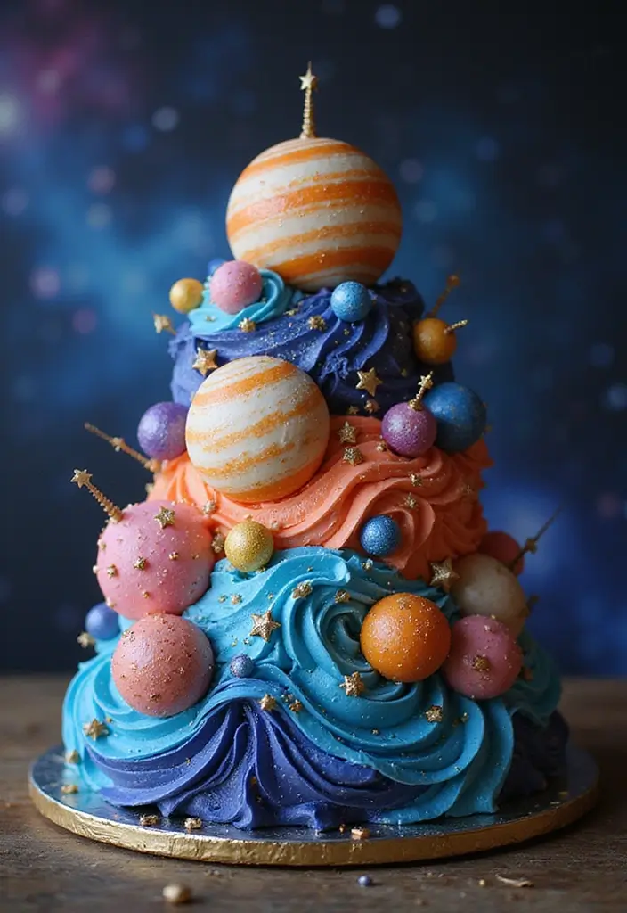 28 Twins Birthday Cake Ideas That Are Double The Fun - 23. Outer Space Cakes