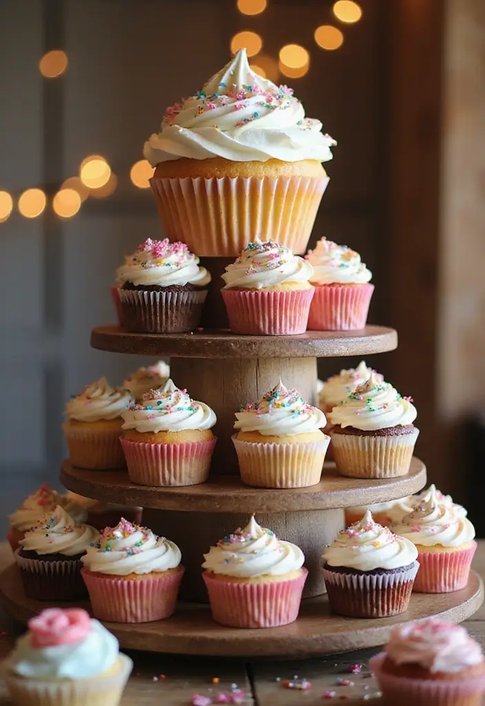 28 Twins Birthday Cake Ideas That Are Double The Fun - 6. Cupcake Towers