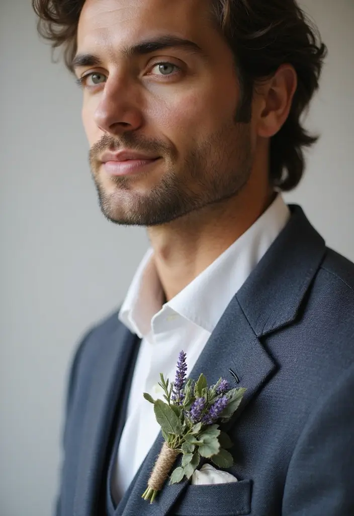 29 Boutineer Ideas That Elevate The Groom's Look - 1. Dried Flower Delight