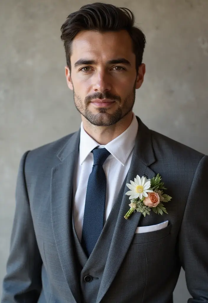 29 Boutineer Ideas That Elevate The Groom's Look - 11. Artisanal Blooms