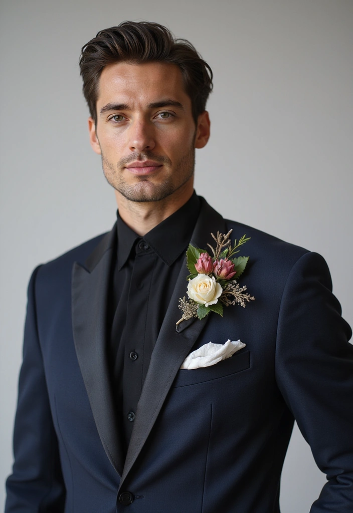 29 Boutineer Ideas That Elevate The Groom's Look - 19. Geometric Shapes