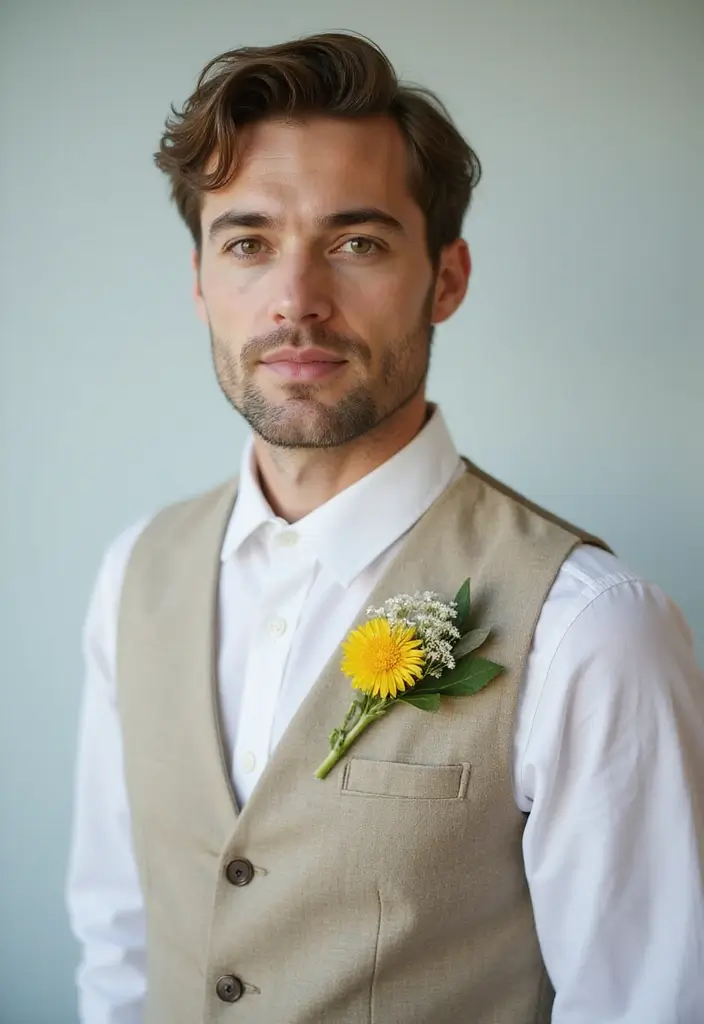 29 Boutineer Ideas That Elevate The Groom's Look - 21. Dandelion Wishes