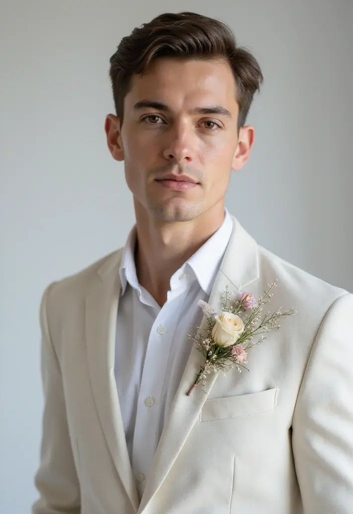 29 Boutineer Ideas That Elevate The Groom's Look - 24. Flowering Vines