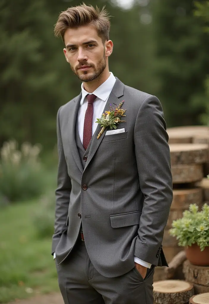 29 Boutineer Ideas That Elevate The Groom's Look - 3. Foraged Floral Finds