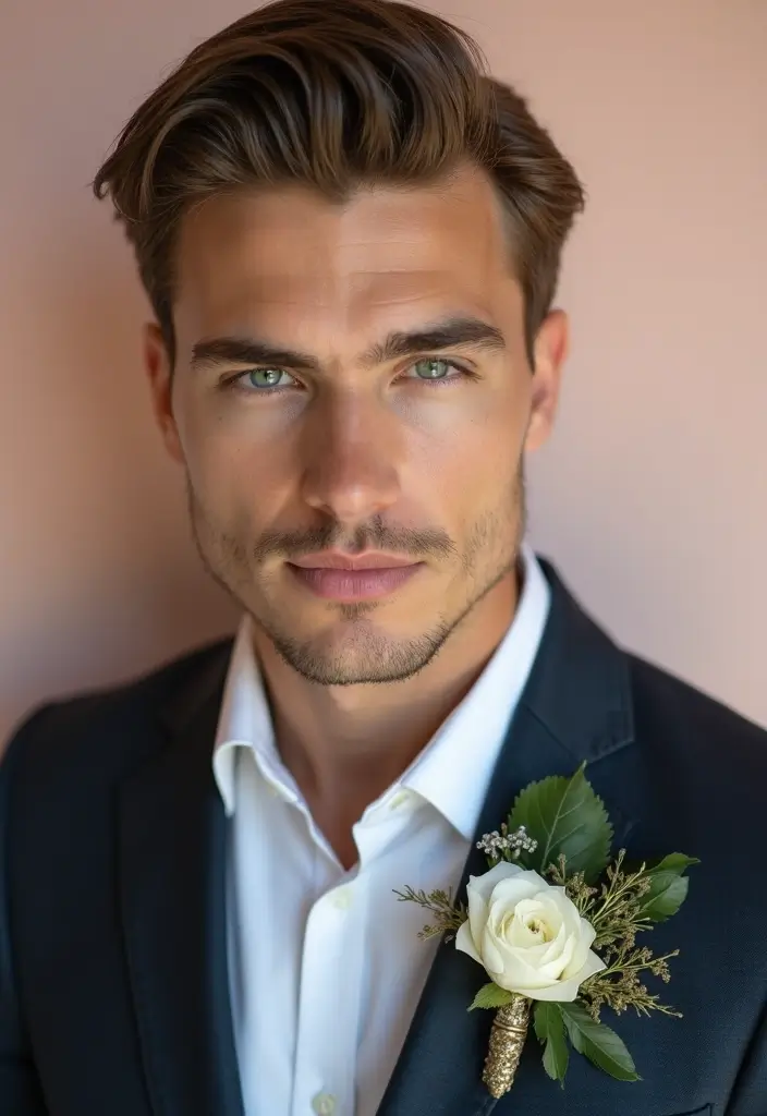 29 Boutineer Ideas That Elevate The Groom's Look - 5. Vintage Brooch Elegance