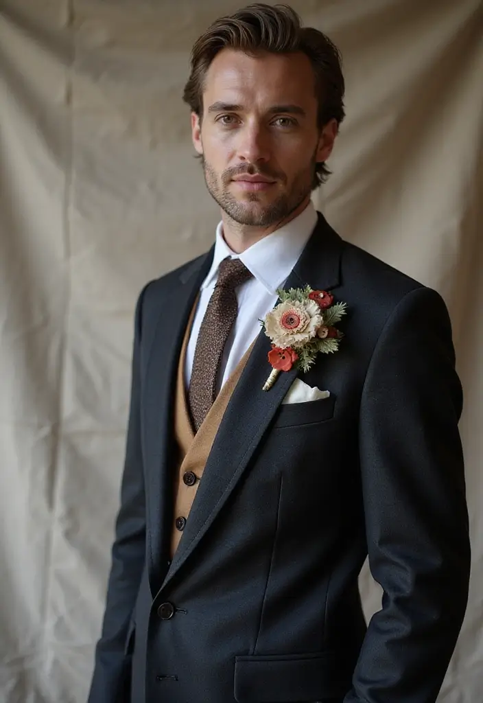 29 Boutineer Ideas That Elevate The Groom's Look - 7. Repurposed Materials