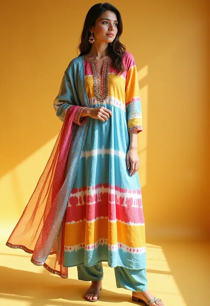 29 Engagement Outfit Ideas Indian Brides Will Love - 12. Tie-Dye Anarkali