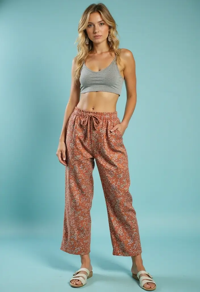 29 Engagement Outfit Ideas Indian Brides Will Love - 19. Printed Trousers and Crop Top