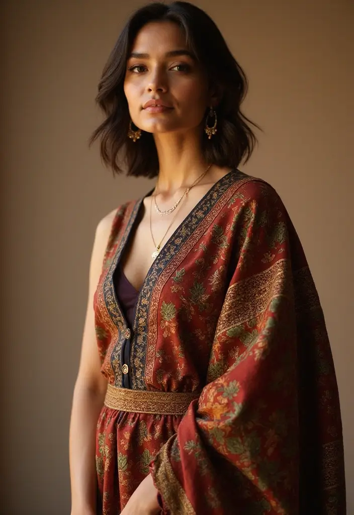 29 Engagement Outfit Ideas Indian Brides Will Love - 21. Kanjivaram Inspired Fusion Dress