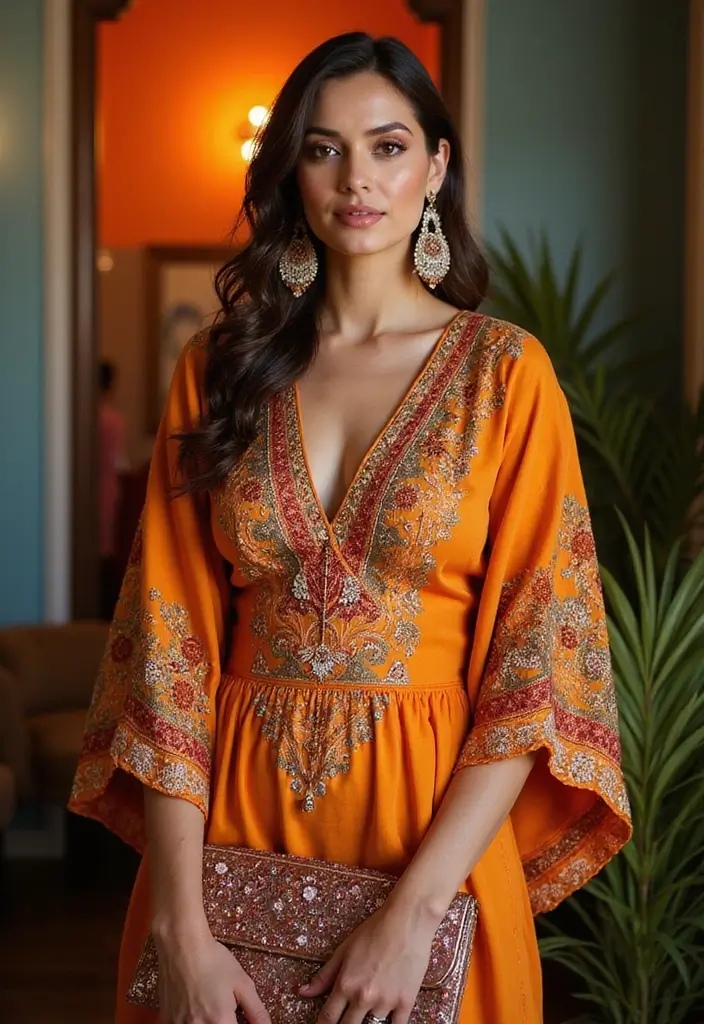 29 Engagement Outfit Ideas Indian Brides Will Love - 29. Festive Kaftan
