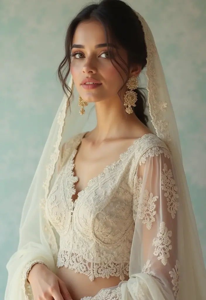 29 Engagement Outfit Ideas Indian Brides Will Love - 7. Vintage Lace Lehenga