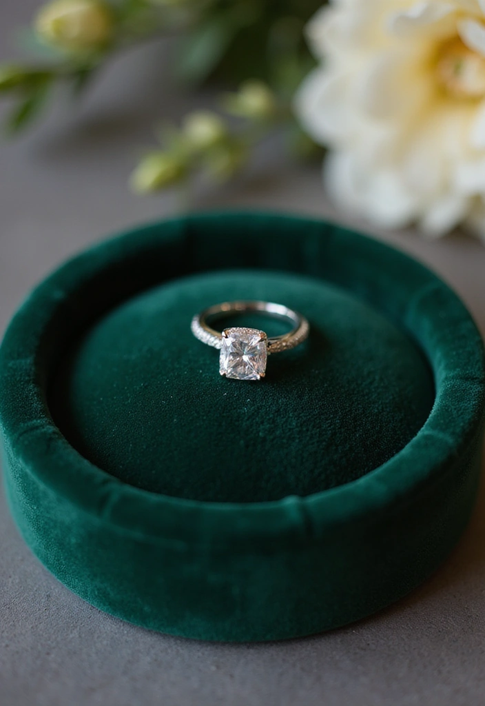 29 Engagement Ring Tray Ideas That Feel Elegant - 1. Luxurious Velvet Elegance