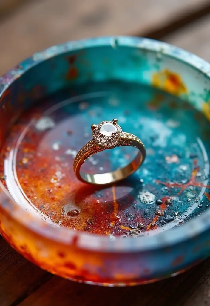 29 Engagement Ring Tray Ideas That Feel Elegant - 17. Artistic Resin Trays