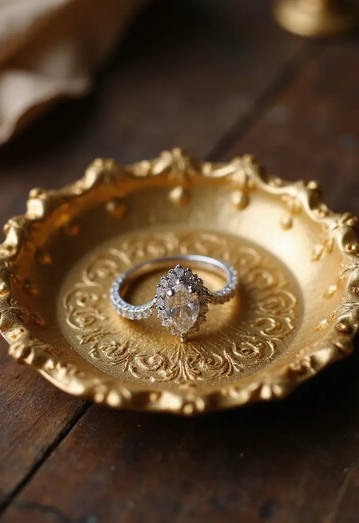 29 Engagement Ring Tray Ideas That Feel Elegant - 22. Elegant Gold Trays