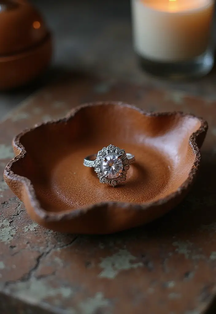 29 Engagement Ring Tray Ideas That Feel Elegant - 24. Vintage Leather Trays