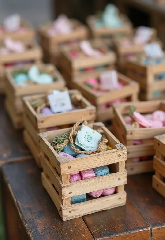 29 Gift Packing Ideas Wedding Style That Impress - 17. Charming Mini Crates