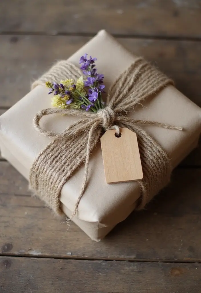 29 Gift Packing Ideas Wedding Style That Impress - 8. Natural Jute Wrap