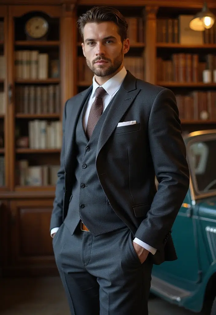 29 Grooms Outfit Ideas That Look Sharp and Stylish - 1. The Classic Three-Piece Suit