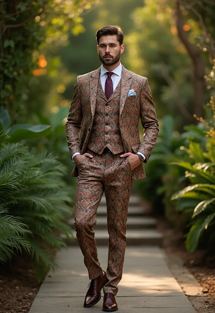 29 Grooms Outfit Ideas That Look Sharp and Stylish - 10. Vintage Inspired Patterns