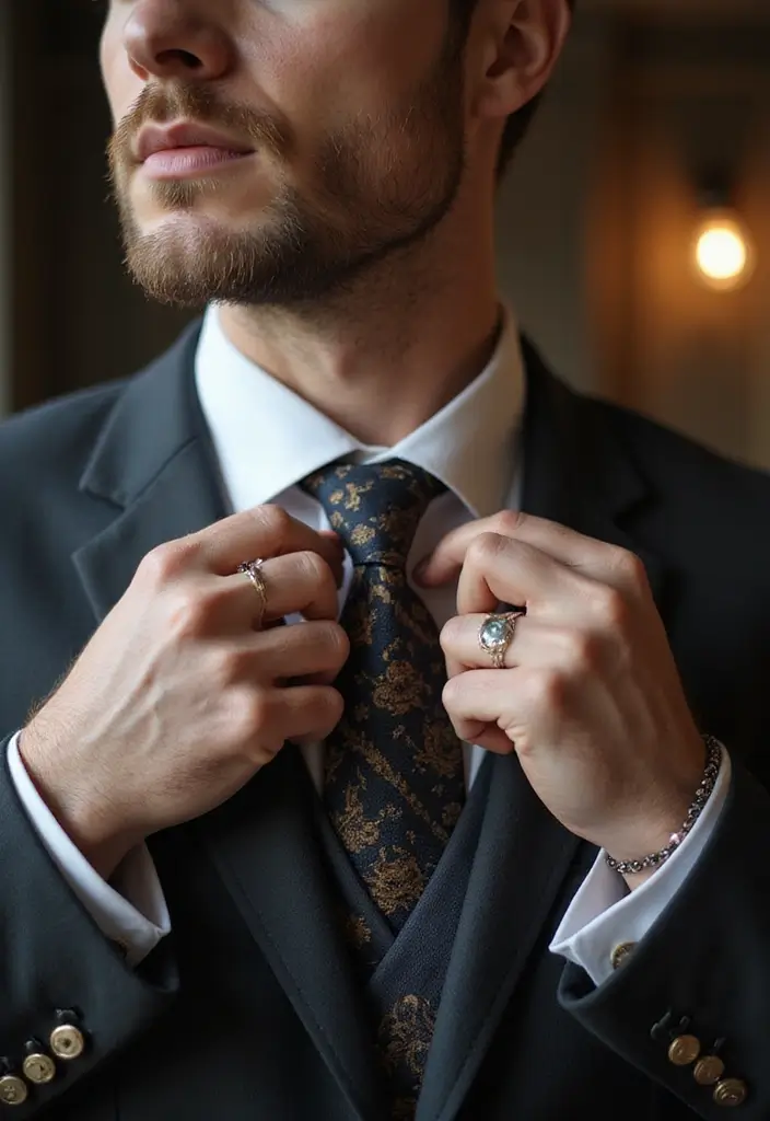 29 Grooms Outfit Ideas That Look Sharp and Stylish - 12. Charming Printed Ties