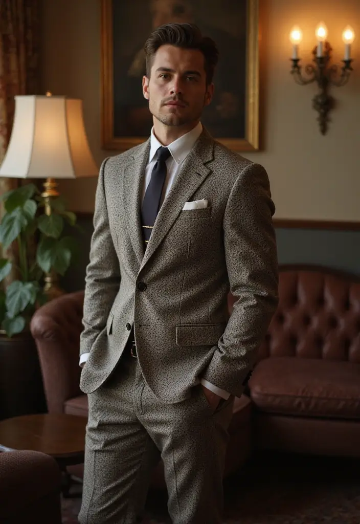 29 Grooms Outfit Ideas That Look Sharp and Stylish - 17. Stylish Patterns with Subtle Colors