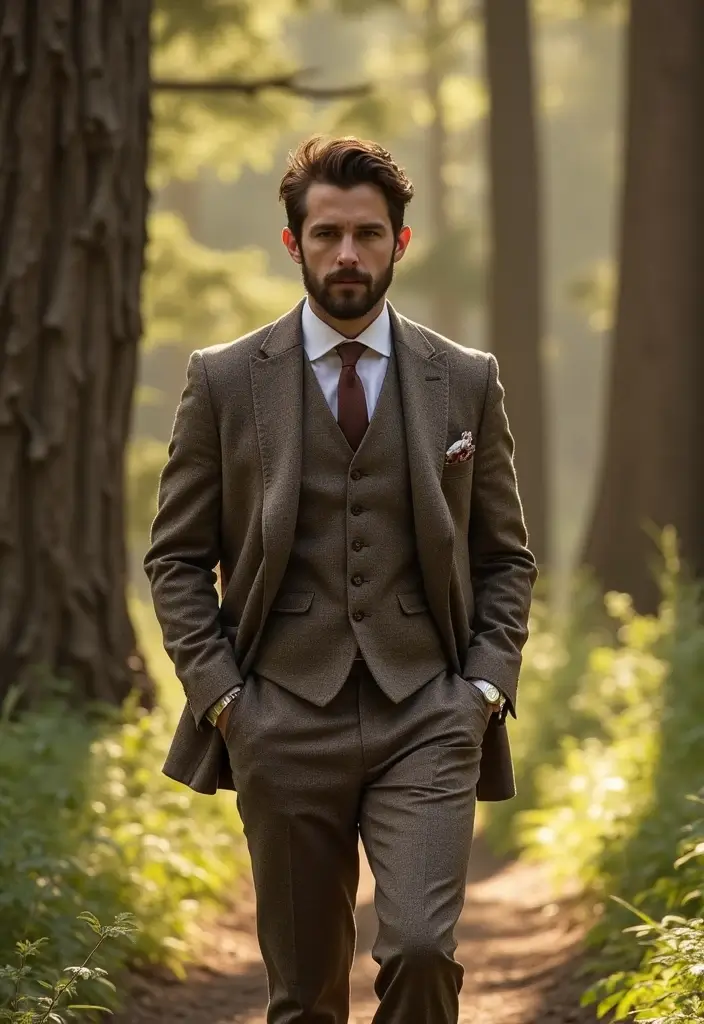 29 Grooms Outfit Ideas That Look Sharp and Stylish - 2. Tweed for a Rustic Feel