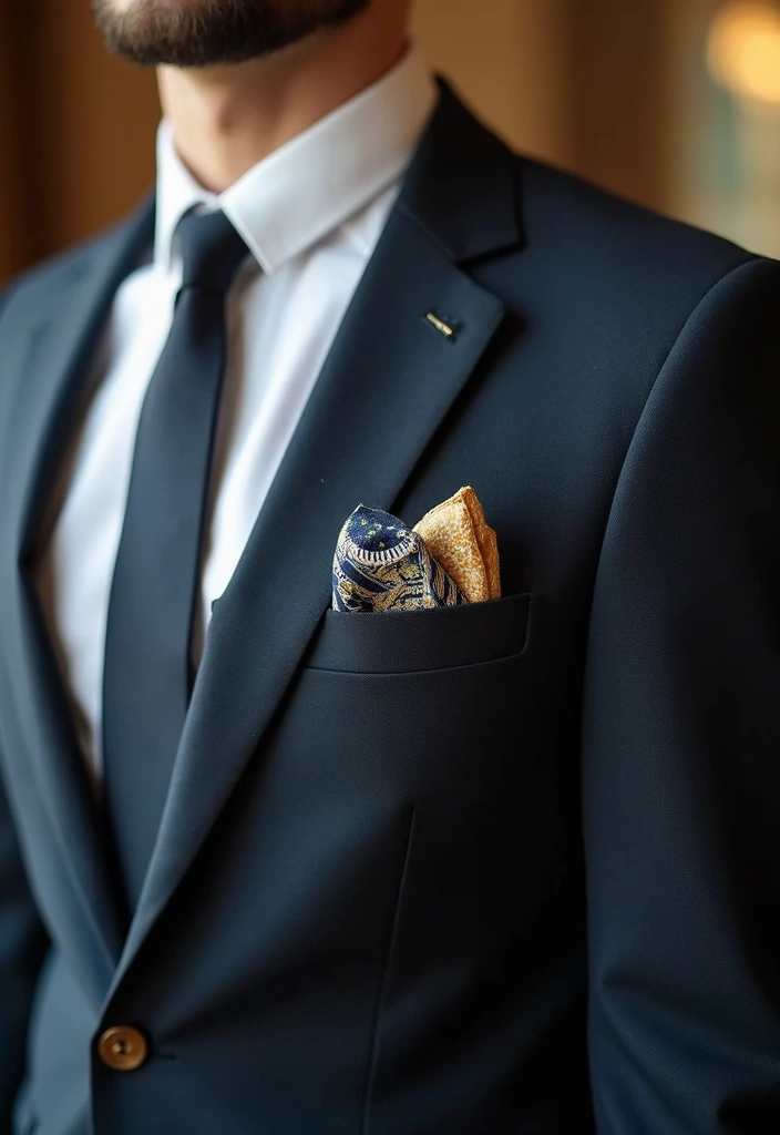 29 Grooms Outfit Ideas That Look Sharp and Stylish - 27. Stylish Pocket Squares