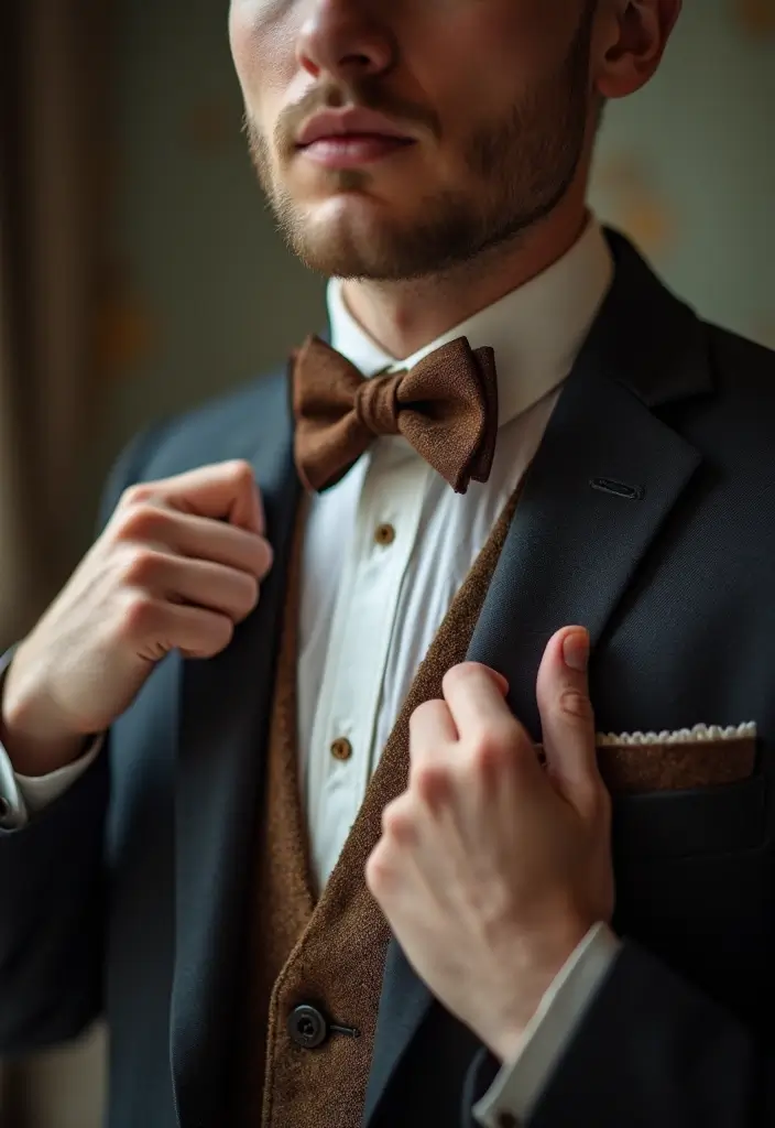 29 Grooms Outfit Ideas That Look Sharp and Stylish - 3. The Dapper Bow Tie