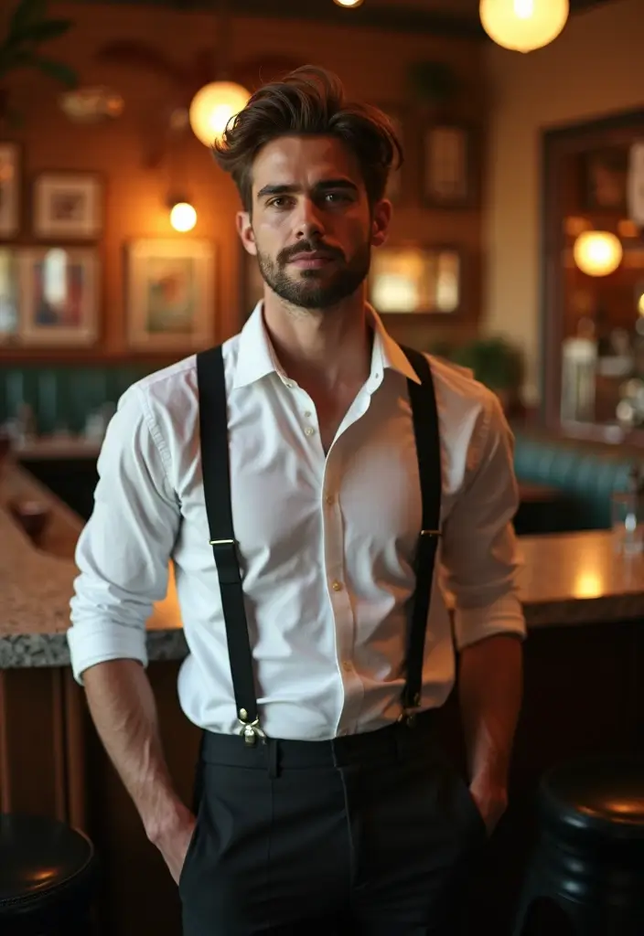 29 Grooms Outfit Ideas That Look Sharp and Stylish - 4. Suspenders for a Retro Vibe