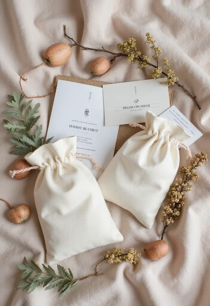 29 Invitation Box Ideas That Wow Recipients - 19. Organic Cotton Pouches
