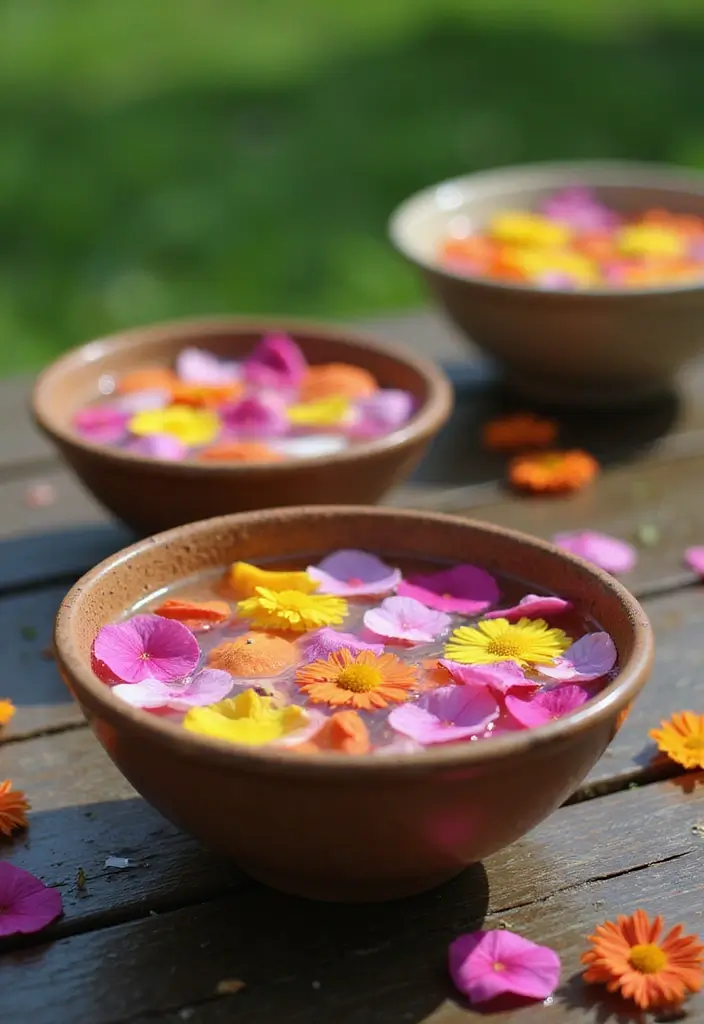 29 Mehndi Decoration Ideas Outdoor That Glow With Color - 13. Floating Flower Petals