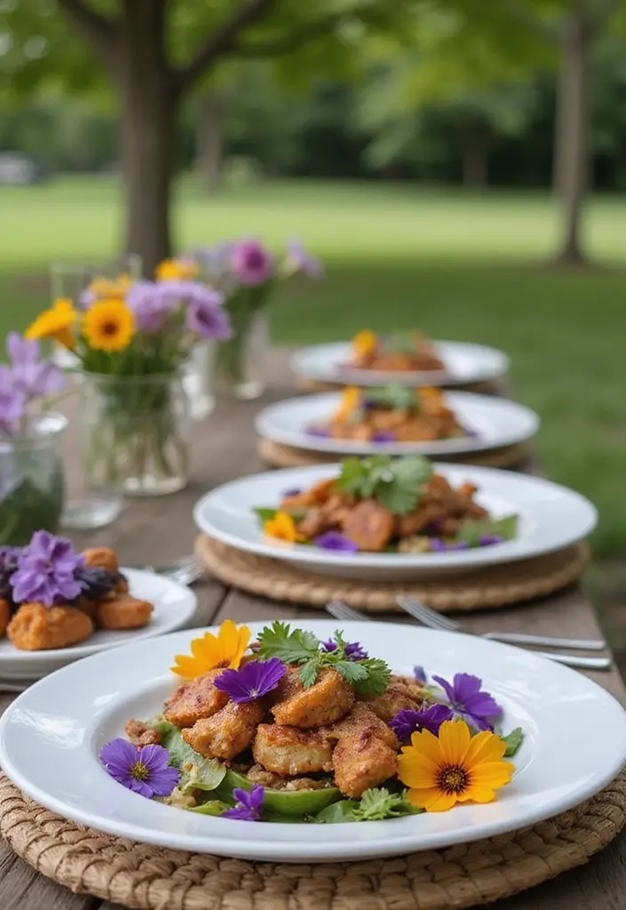 29 Mehndi Decoration Ideas Outdoor That Glow With Color - 14. Edible Flower Decorations