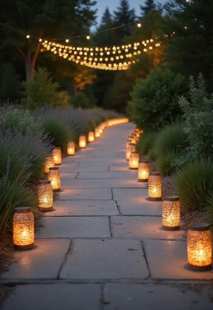 29 Mehndi Decoration Ideas Outdoor That Glow With Color - 15. Lantern Pathways