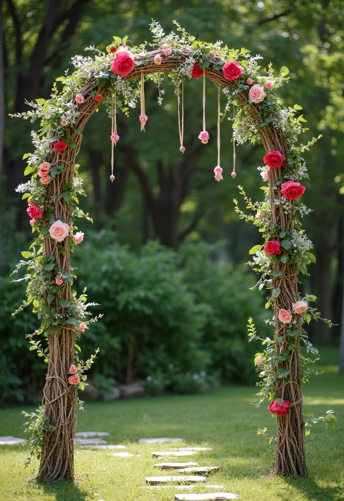 29 Mehndi Decoration Ideas Outdoor That Glow With Color - 7. Sustainable Decorative Arches