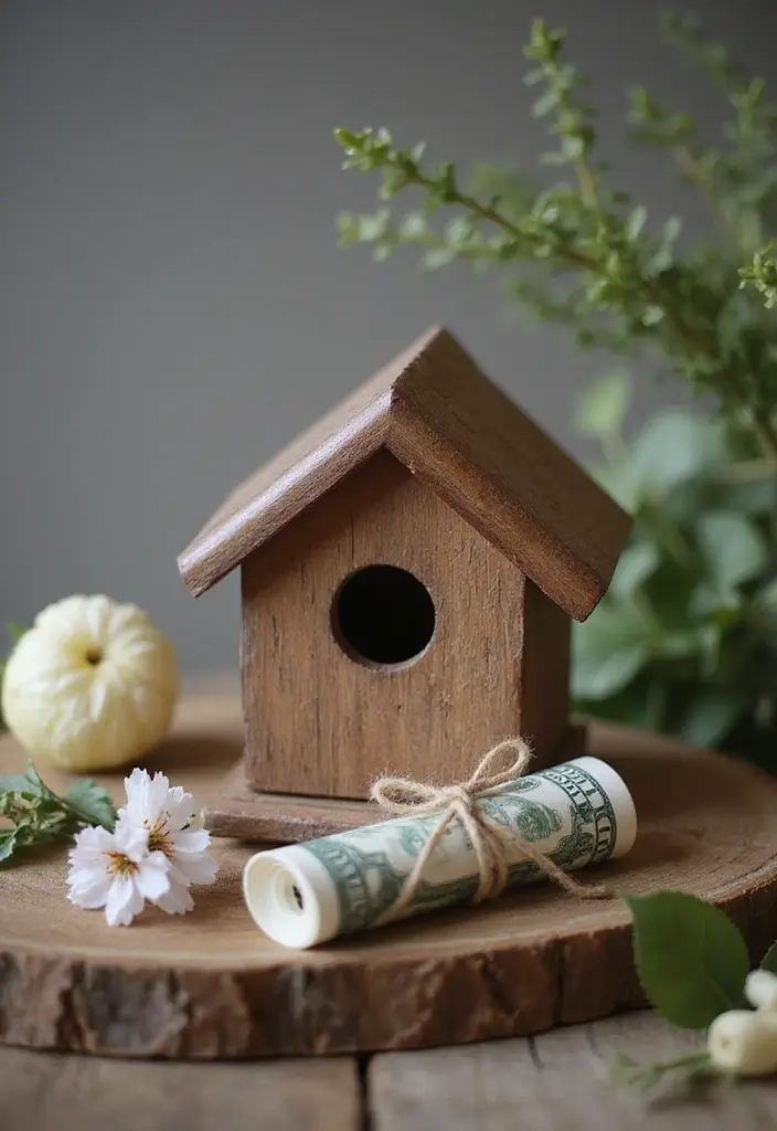 29 Money Packing Ideas For Wedding Gifts That Look Luxe - 1. Rustic Birdhouse with Cash Inside