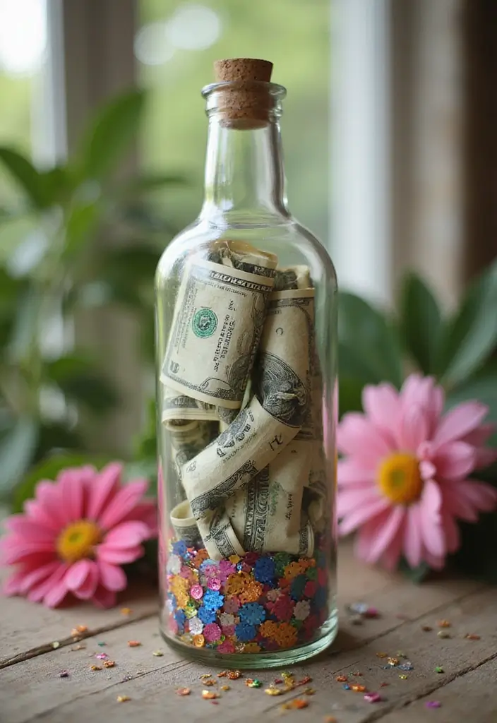 29 Money Packing Ideas For Wedding Gifts That Look Luxe - 12. Cash Infinity Bottle