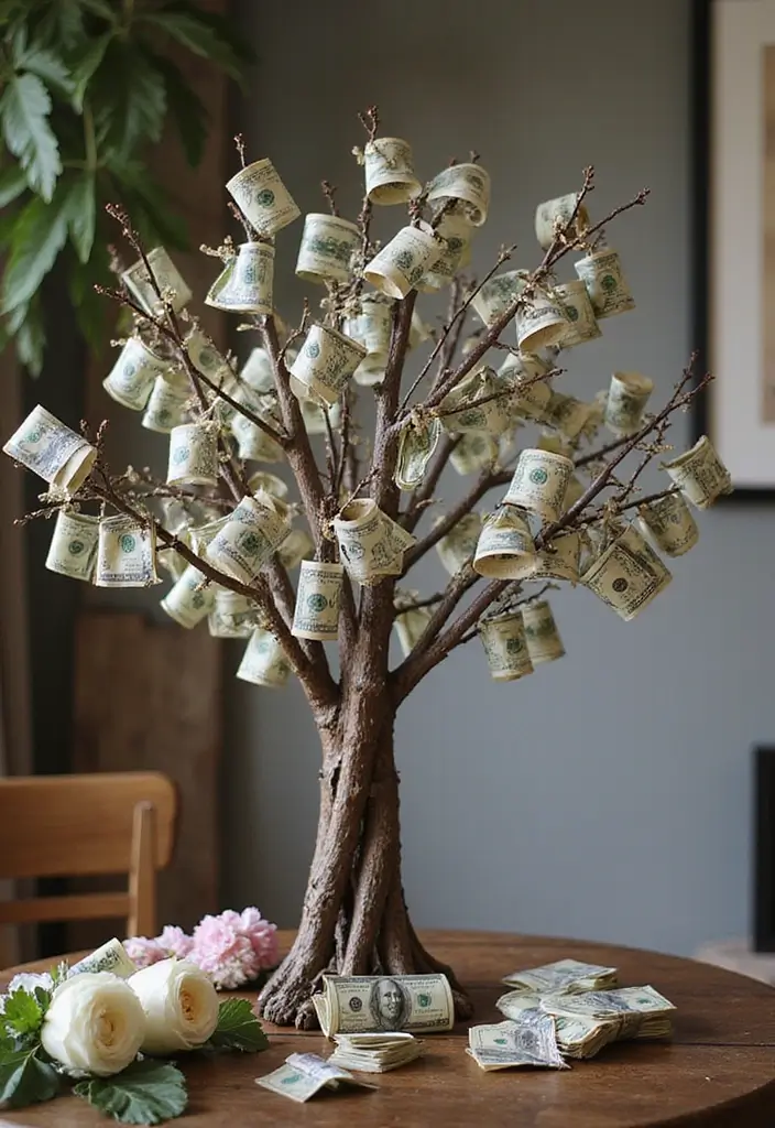 29 Money Packing Ideas For Wedding Gifts That Look Luxe - 26. Cash Gift Tree