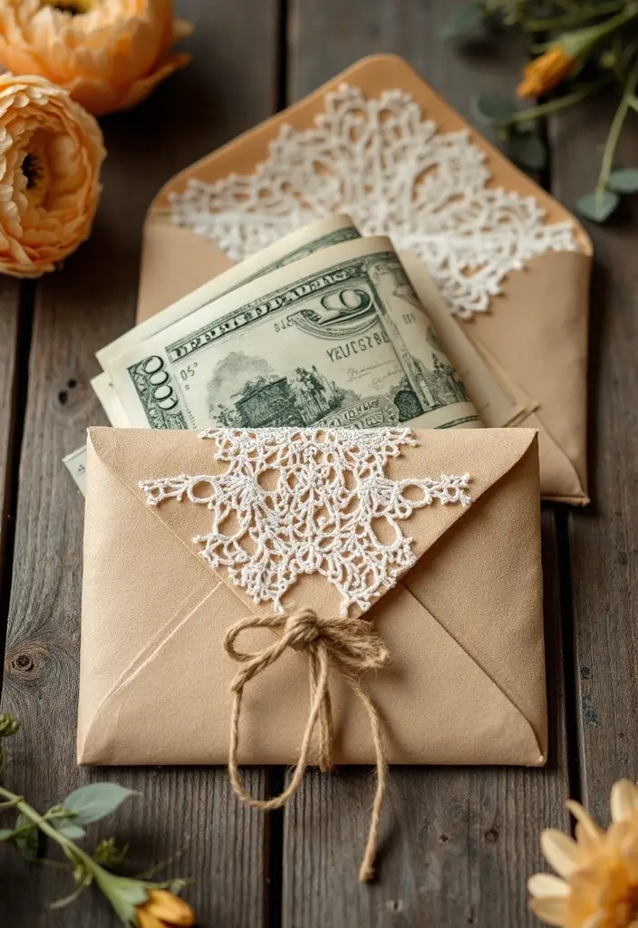 29 Money Packing Ideas For Wedding Gifts That Look Luxe - 5. Embellished Cash Envelopes