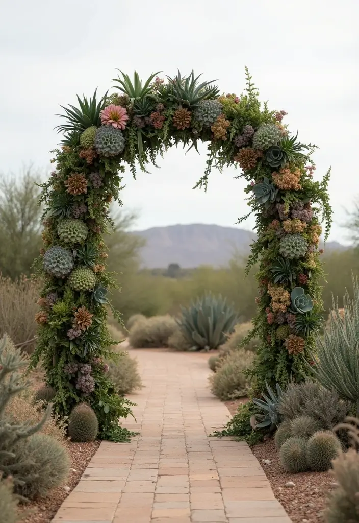 29 Wedding Arbor Ideas That Frame the Moment - 10. Succulent and Cactus Arbor