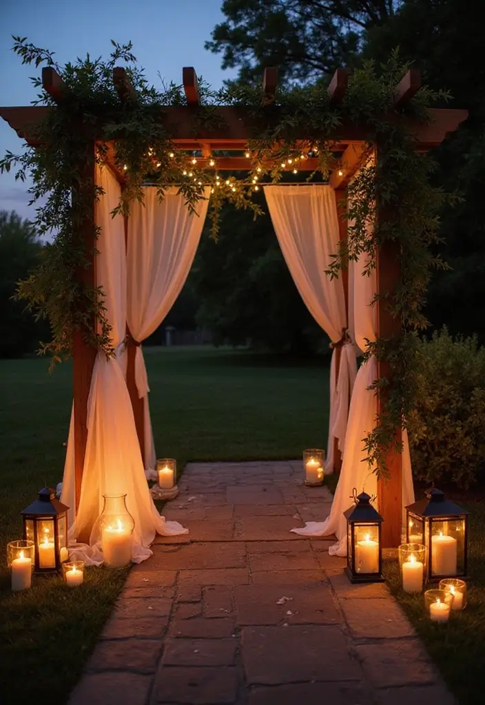 29 Wedding Arbor Ideas That Frame the Moment - 17. Candlelit Arbor