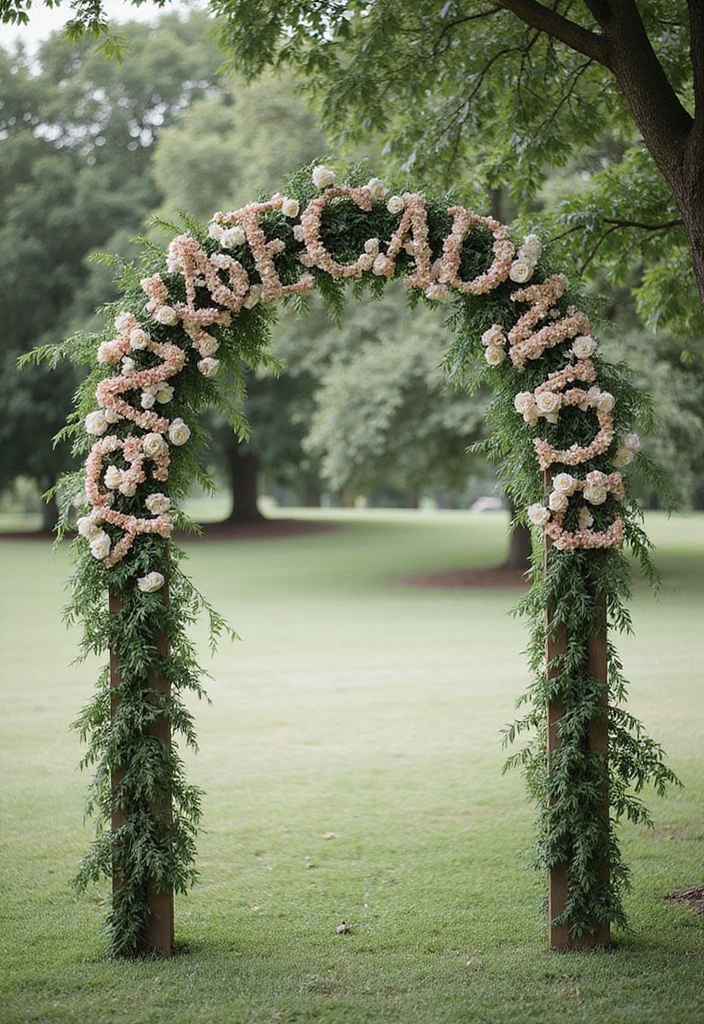 29 Wedding Arbor Ideas That Frame the Moment - 18. Custom Name Arbor