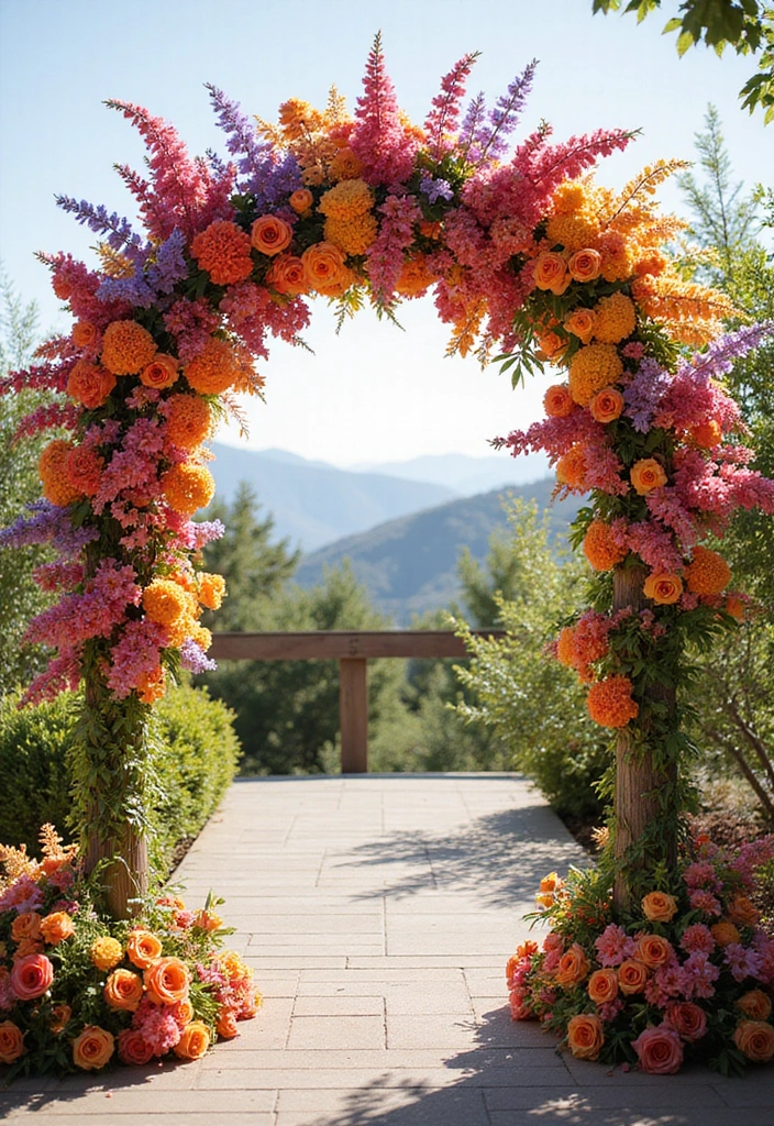 29 Wedding Arbor Ideas That Frame the Moment - 19. Ombre Floral Arbor