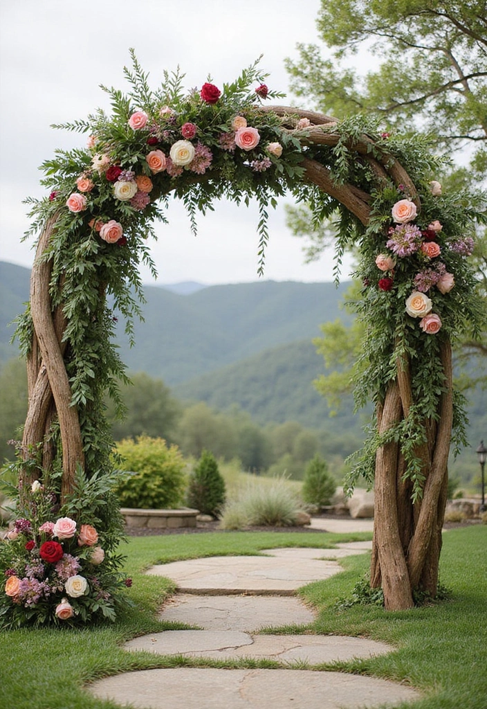 29 Wedding Arbor Ideas That Frame the Moment - 22. Mixed Media Arbor